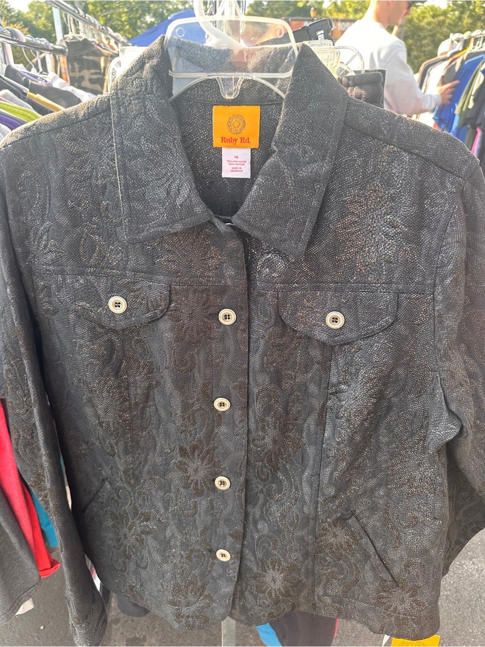 Ruby Rd. Black Embossed Jacket with Orange Label - Picture 2 of 7